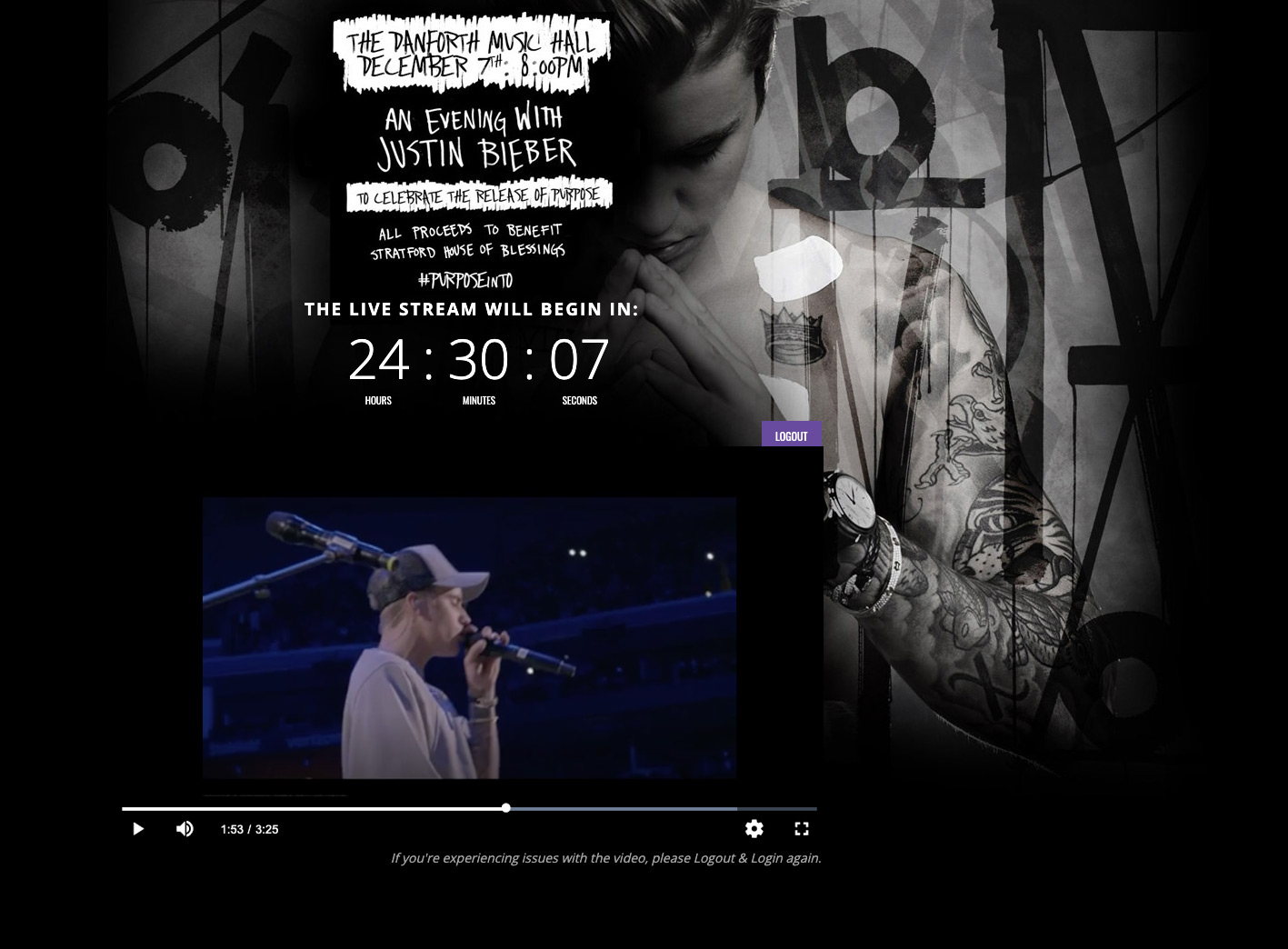 Justin Bieber microsite