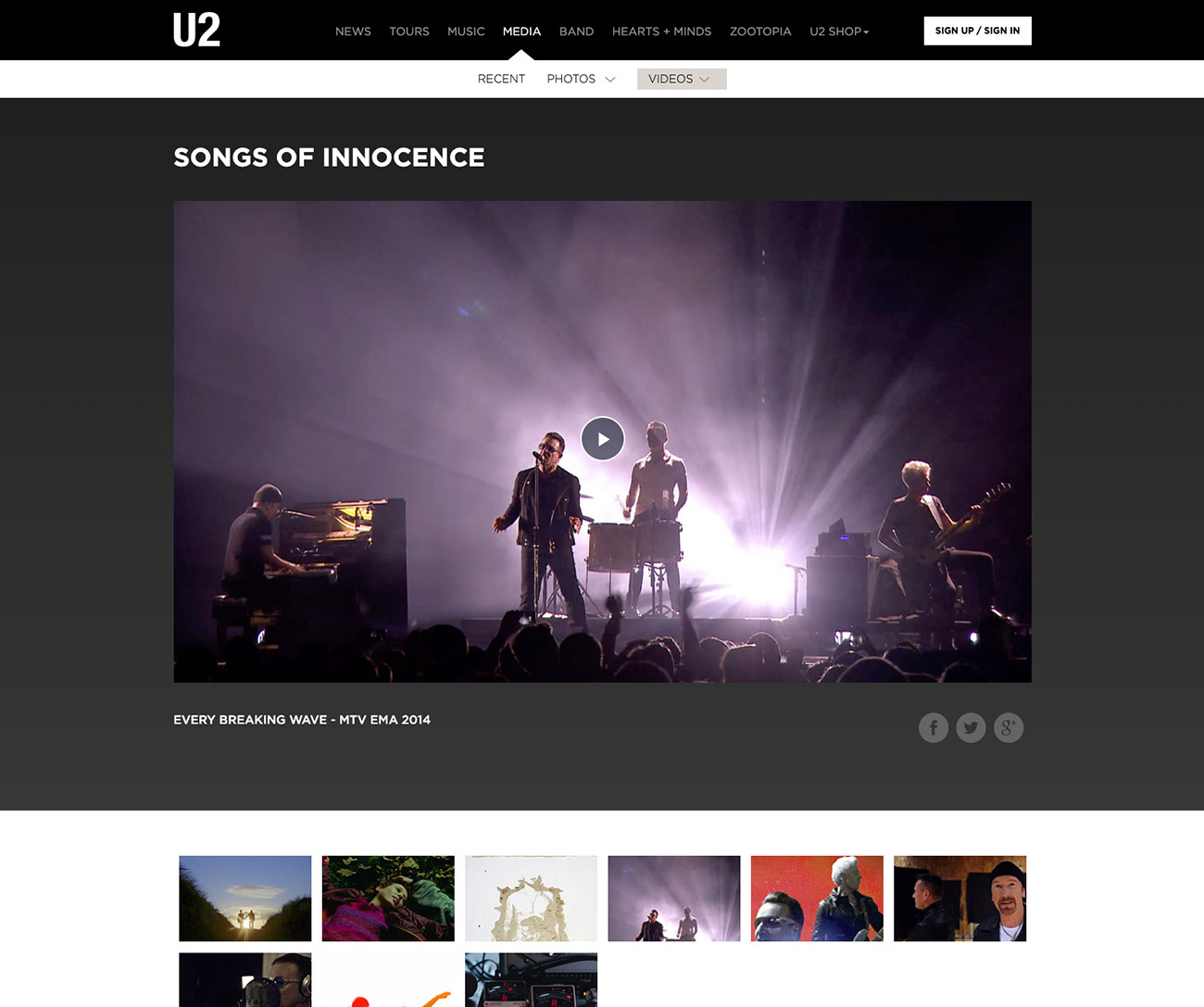 U2 media page